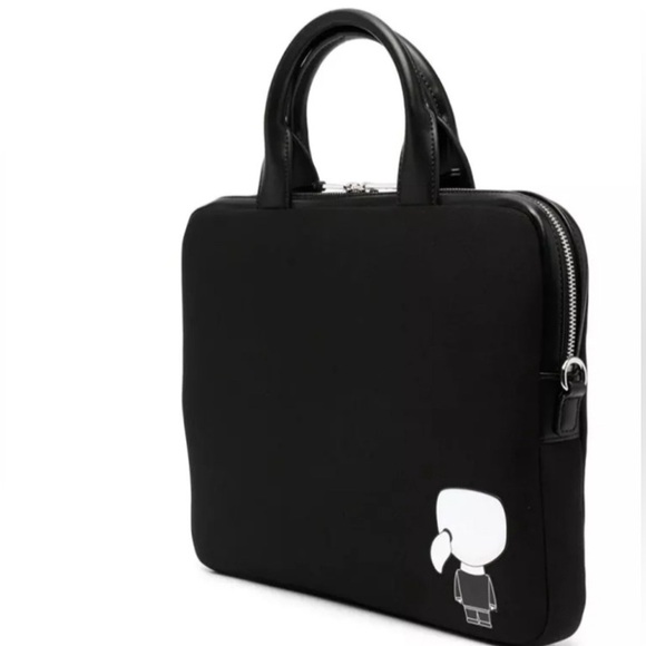New Karl Lagerfeld Ikonik Laptop Case Briefcase Black - Picture 2 of 13